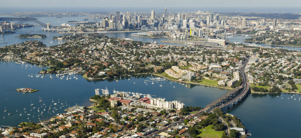 Aerial image of Sydney Harbour and CBD