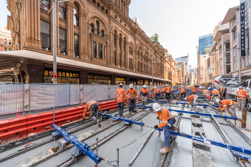 Construction of the Sydney CBD South East Light Rail in George Street Sydney. Photo by Images for Business