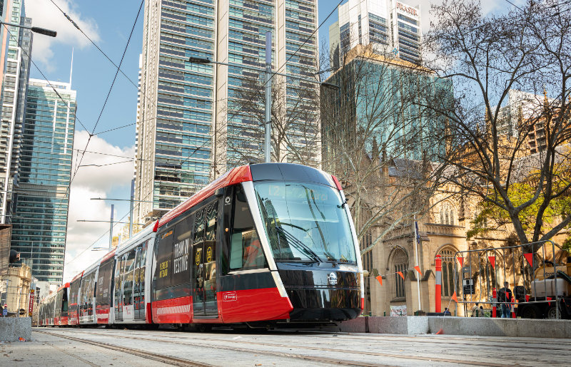 The Sydney CBD South East Light Rail travels along George Street, Sydney. Photo by Images for Business